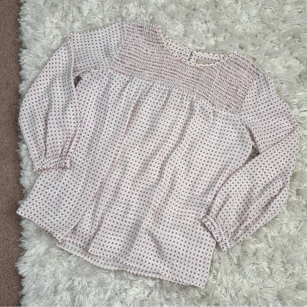 Loft Petites Smocked Floral Patterned Blouse Top Size XSP